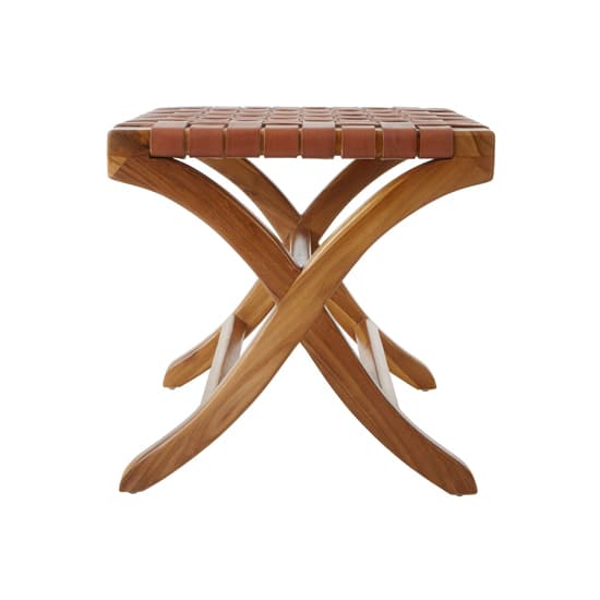 Formosa Square Wooden Stool With Leather Seat In Brown_4