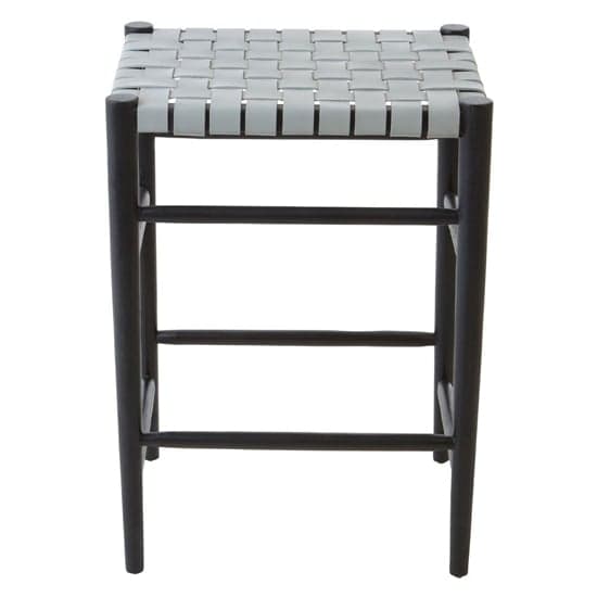 Formosa Square Wooden Stool With Leather Seat In Grey_2