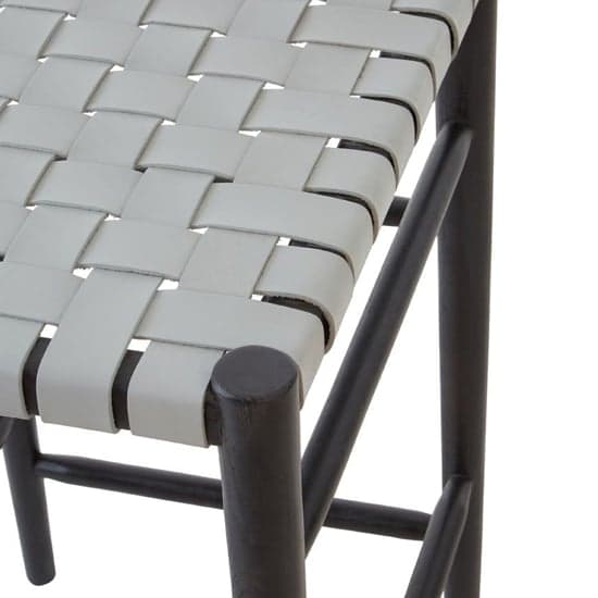 Formosa Square Wooden Stool With Leather Seat In Grey_5