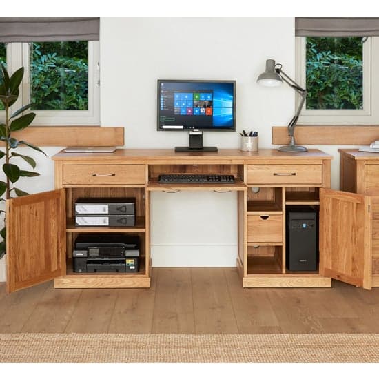 Fornatic Computer Desk In Mobel Oak With 2 Doors And 3 Drawers_2