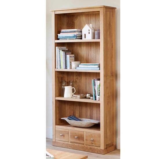 Fornatic Large Wooden Bookcase In Mobel Oak With 3 Drawers_2