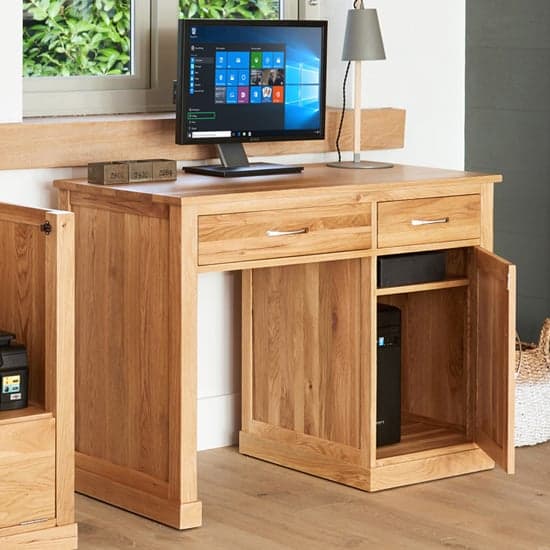 Fornatic Single Pedestal Wooden Computer Desk In Mobel Oak_2
