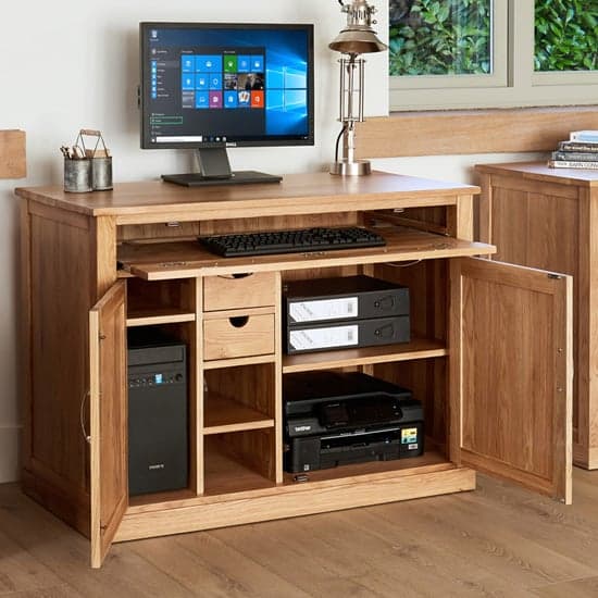 Fornatic Wooden Computer Desk In Mobel Oak With 2 Doors_2