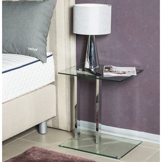 Forney Clear Glass Side Table With Chrome Metal Stand_2