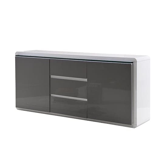 Frame Large High Gloss Sideboard In White And Grey With LED_5