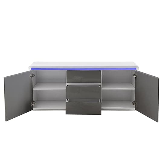 Frame Large High Gloss Sideboard In White And Grey With LED_7