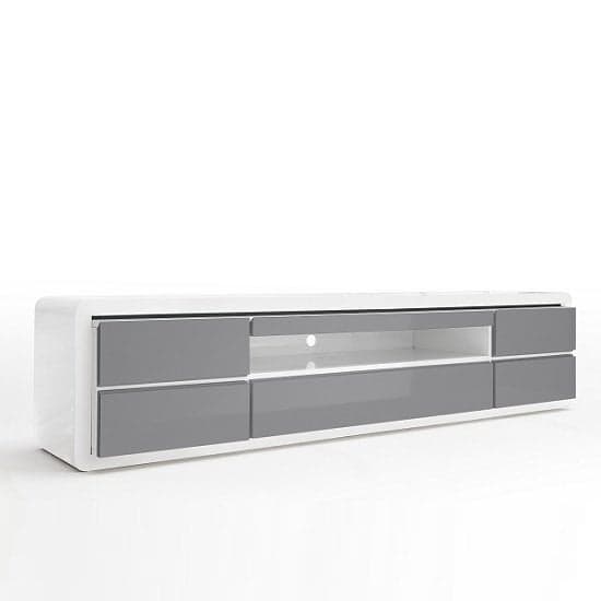 Frame High Gloss TV Stand In White And Grey With LED_4