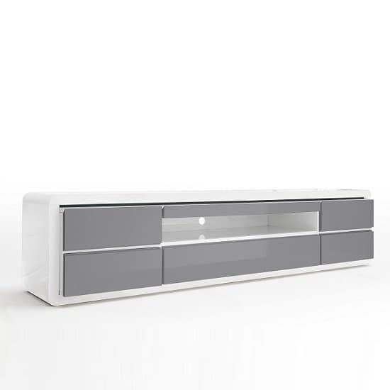 Frame Large White And Grey High Gloss TV Stand Furniture in Fashion