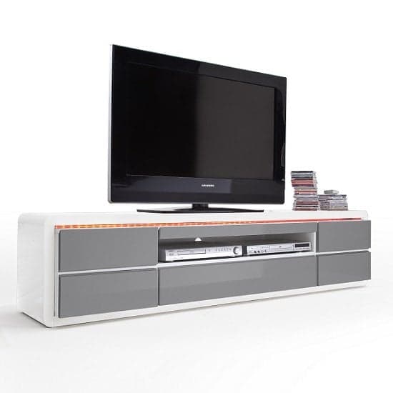 Frame High Gloss TV Stand In White And Grey With LED_5