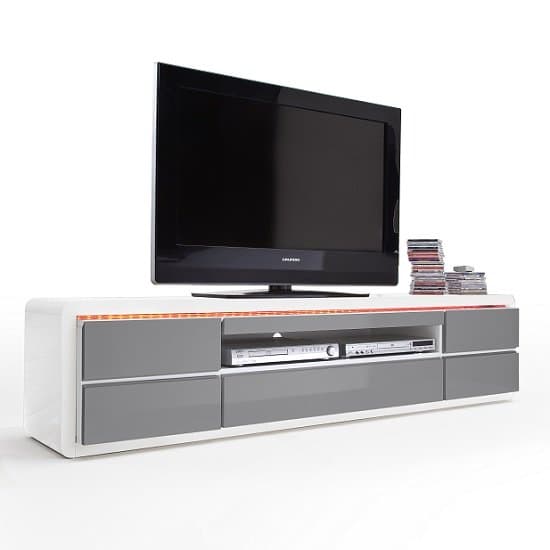 Frame Large White And Grey High Gloss TV Stand Furniture in Fashion