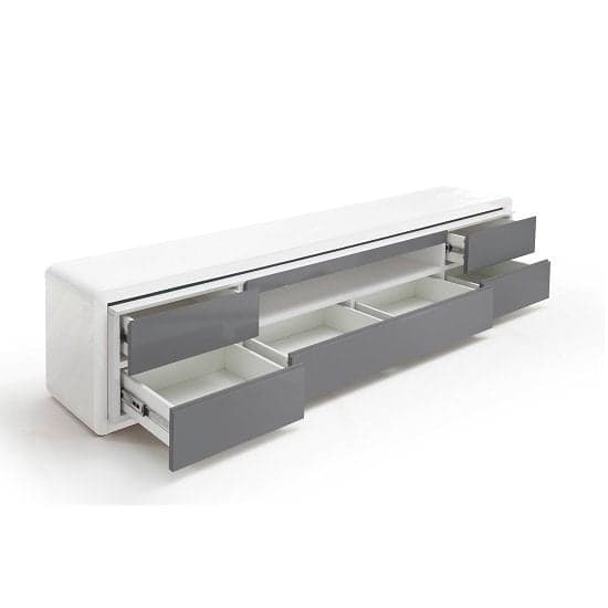 Frame High Gloss TV Stand In White And Grey With LED_3