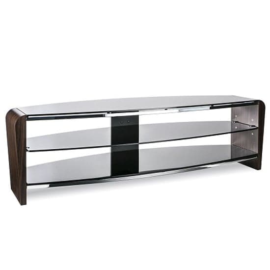 Francian Black Glass TV Stand With Walnut Wooden Frame_2