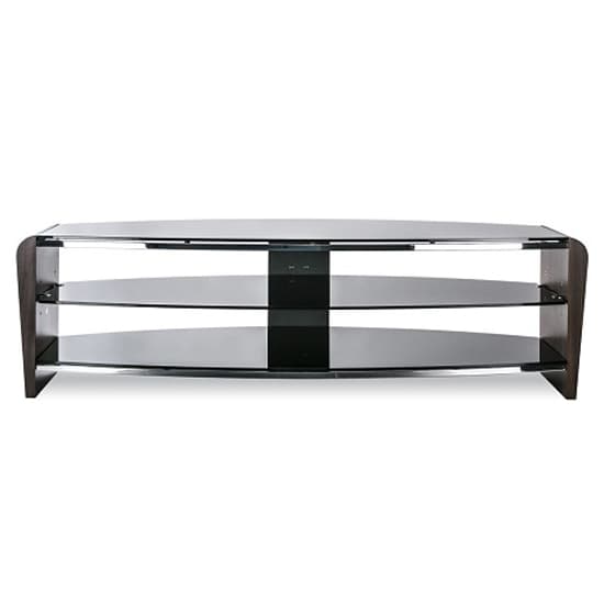 Francian Black Glass TV Stand With Walnut Wooden Frame_3