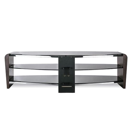 Francian Black Glass TV Stand With Walnut Wooden Frame_4