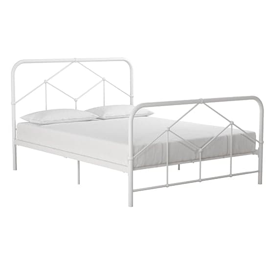Felsic Metal Double Bed In White_2