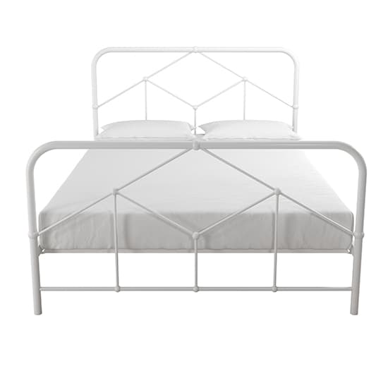 Felsic Metal Double Bed In White_3