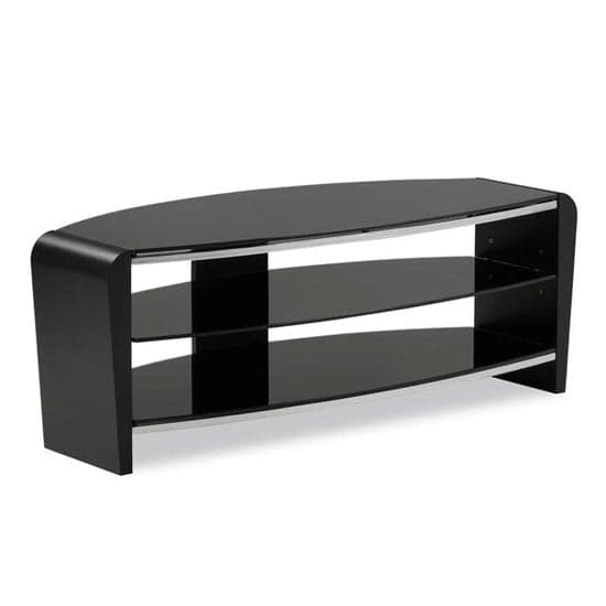 Finchley Glass TV Stand In Black With Shelves_2