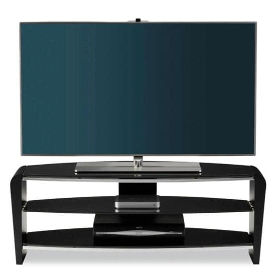 Finchley Glass TV Stand In Black With Shelves