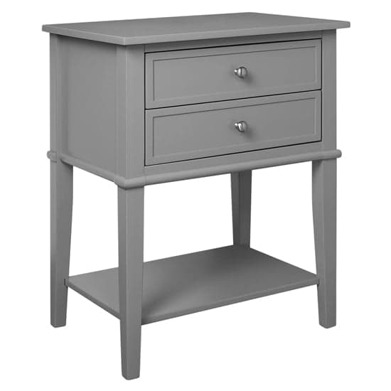 Fishtoft Wooden 2 Drawers Side Table In Grey_2