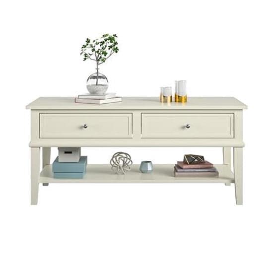 Franklyn Wooden Coffee Table With 2 Drawers In White_2