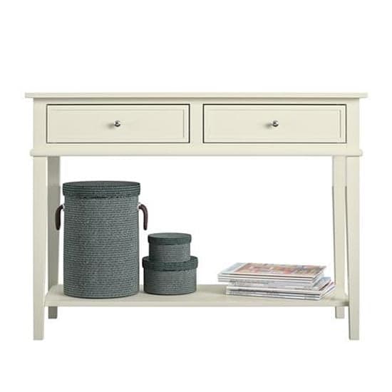 Franklyn Wooden Console Table With 2 Drawers In White_2
