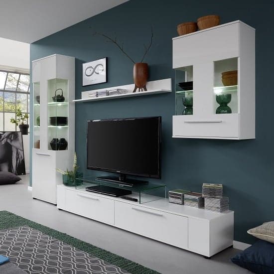 Frantin Living Room Set In White With Gloss Fronts And LED_1