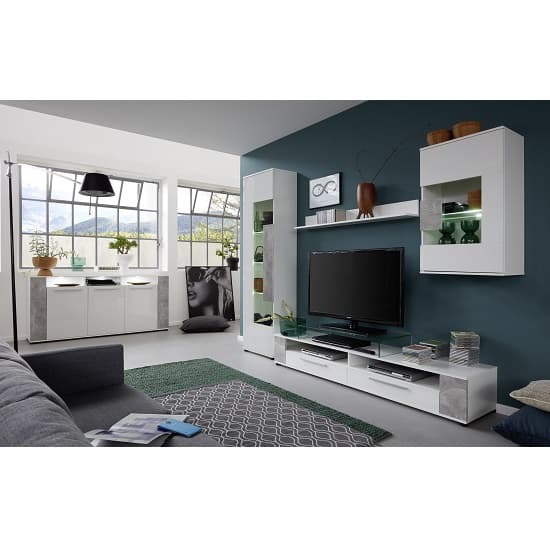 Frantin Living Room Set 1 In White And Gloss Fronts Stone LED_4
