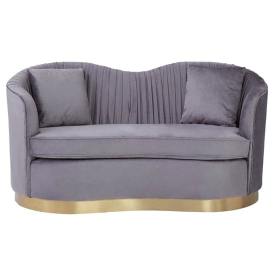 Franzo Upholstered Velvet 2 Seater Sofa In Pleated Grey_2
