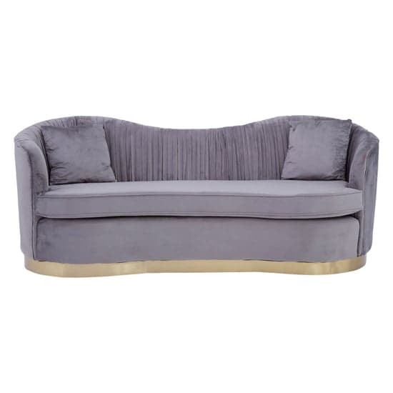 Franzo Upholstered Velvet 3 Seater Sofa In Pleated Grey_2