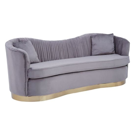 Franzo Upholstered Velvet 3 Seater Sofa In Pleated Grey_1