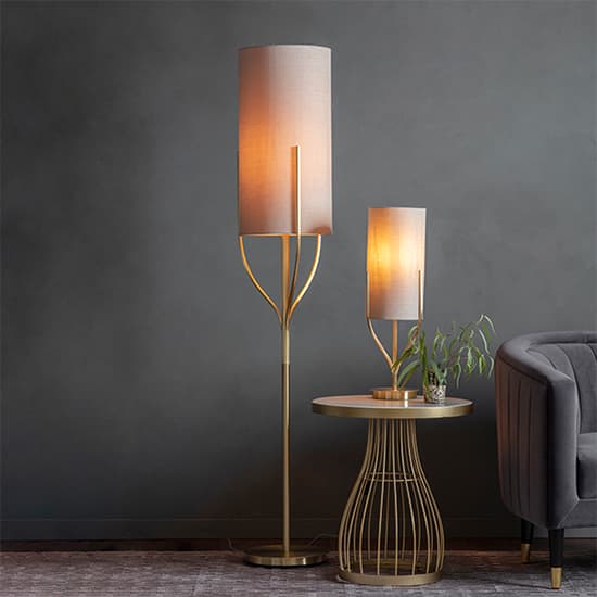 Fraser Natural Fabric Shade Table Lamp In Satin Brass_3