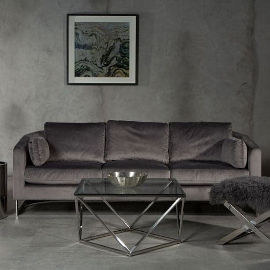 Freeda Upholstered Fabric 3 Seater Sofa In Grey_1