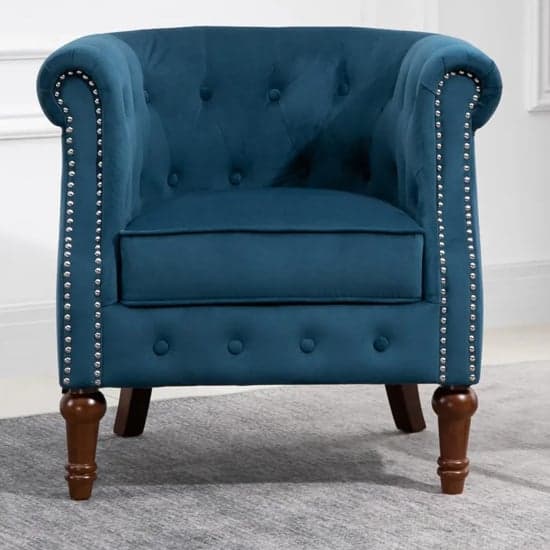 Freia Fabric Accent Chair In Blue_2