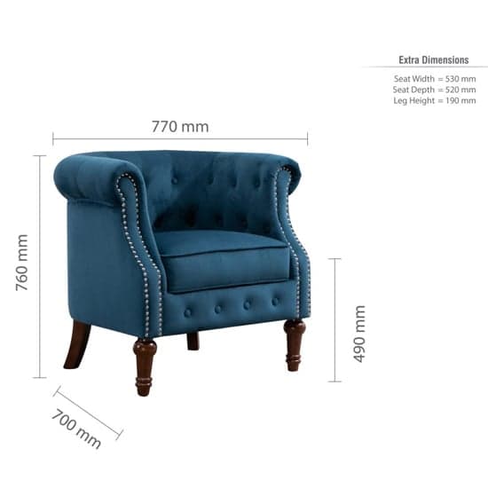 Freia Fabric Accent Chair In Blue_7