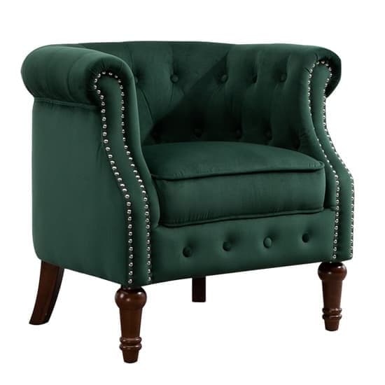 Freia Fabric Accent Chair In Green_3
