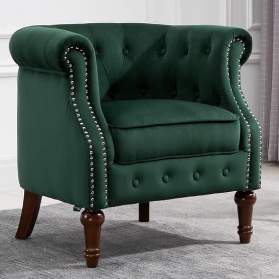 Freia Fabric Accent Chair In Green_1