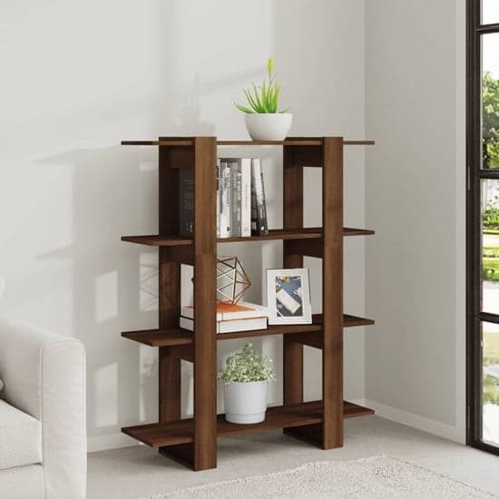Frej Wooden Bookshelf And Room Divider In Brown Oak_1