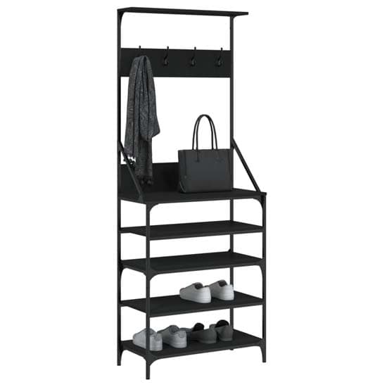 Fremont Wooden Clothes Rack With Shoe Storage In Black_3