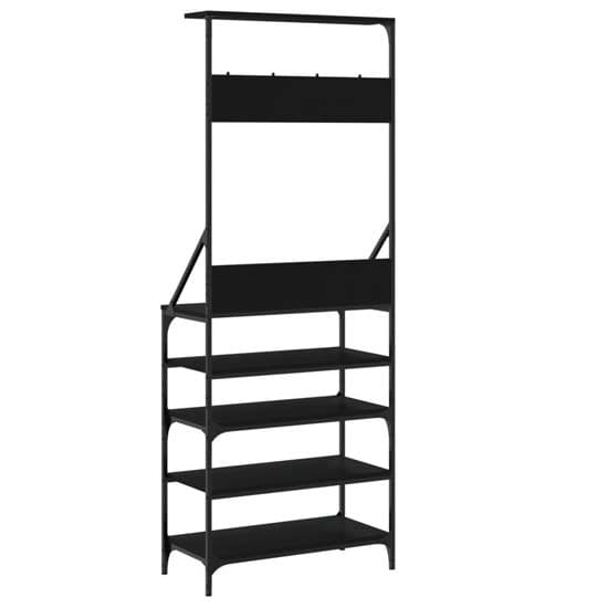 Fremont Wooden Clothes Rack With Shoe Storage In Black_6