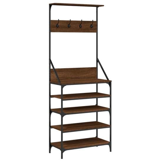 Fremont Wooden Clothes Rack With Shoe Storage In Brown Oak_2