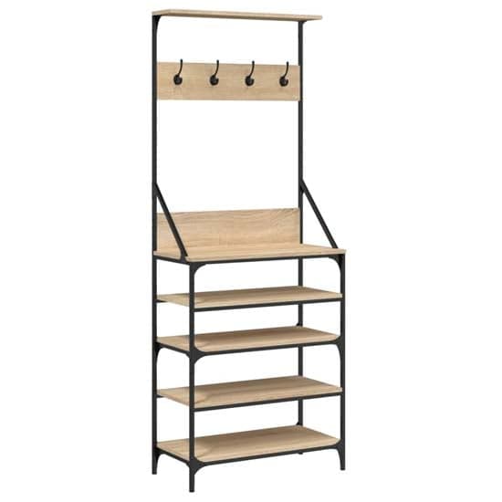 Fremont Wooden Clothes Rack With Shoe Storage In Sonoma Oak_2