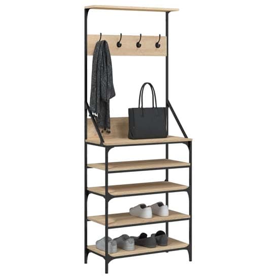Fremont Wooden Clothes Rack With Shoe Storage In Sonoma Oak_3