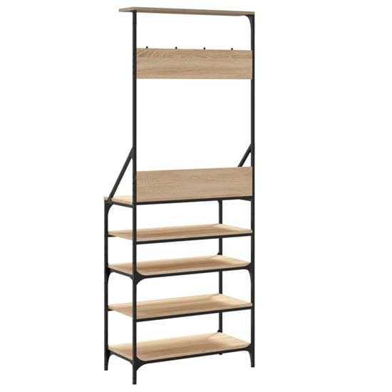 Fremont Wooden Clothes Rack With Shoe Storage In Sonoma Oak_6