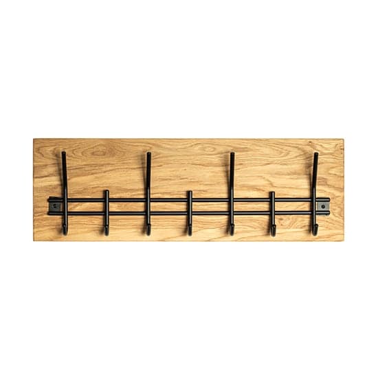 Fresno Wooden Coat Rack With 7 Metal Hooks In Oak Oiled Black_2