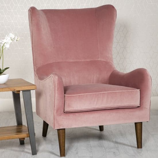 Freyton Velvet Upholstered Lounge Chair In Pink_1