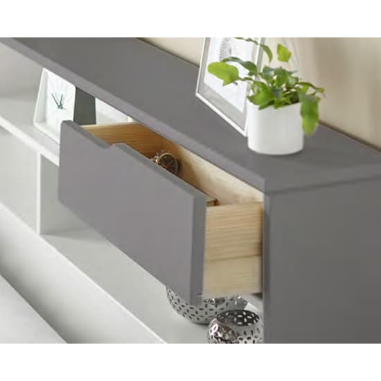 Frisco Wooden Double Bed With Shelves In Grey And White_4