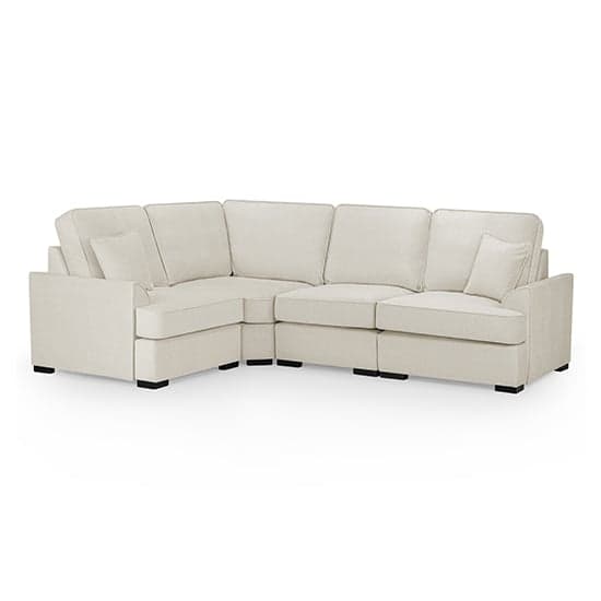 Frisco Fabric Left Hand Corner Sofa In Beige With Wooden Feets_1
