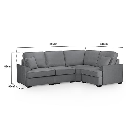 Frisco Fabric Left Hand Corner Sofa In Grey With Wooden Feets_6