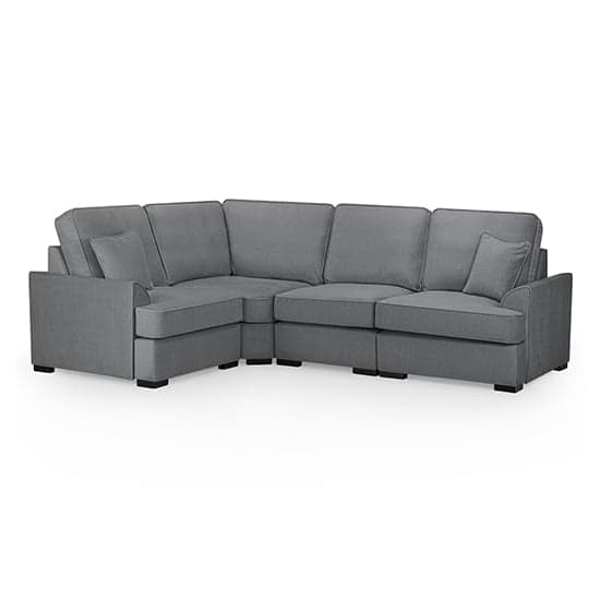 Frisco Fabric Left Hand Corner Sofa In Grey With Wooden Feets_1