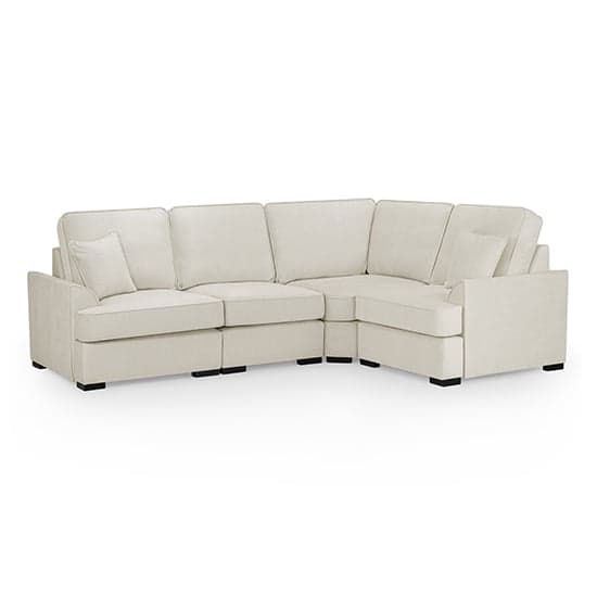 Frisco Fabric Right Hand Corner Sofa In Beige With Wooden Feets_1